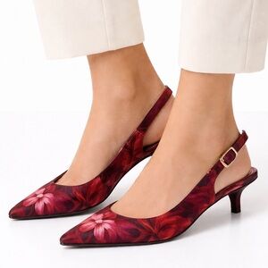 Anne Klein AK Expert Floral Slingback Kitten Heels 7.5M
